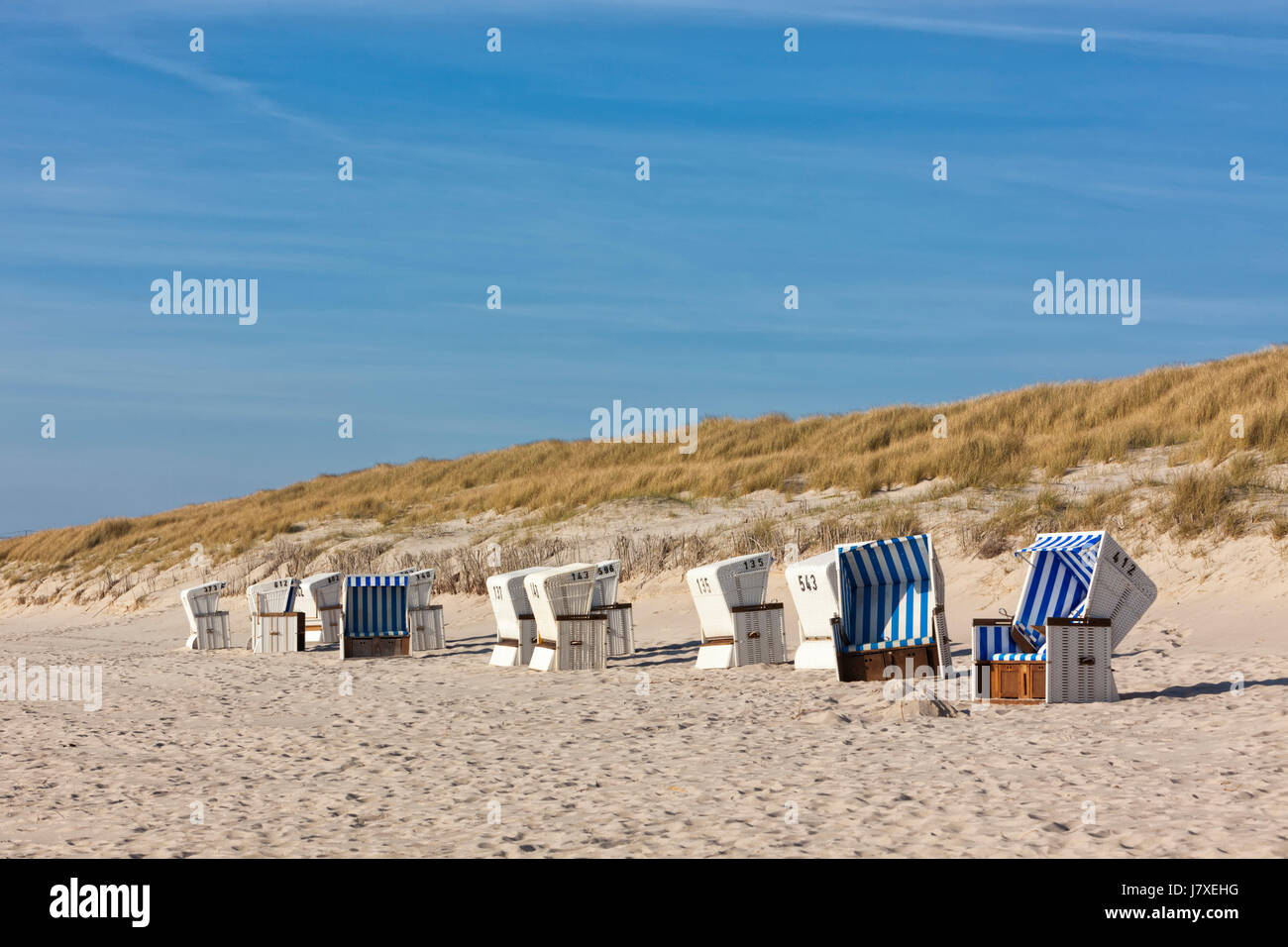 Beach chairs at the beach of Hörnum, Sylt, Germany Stock Photo
