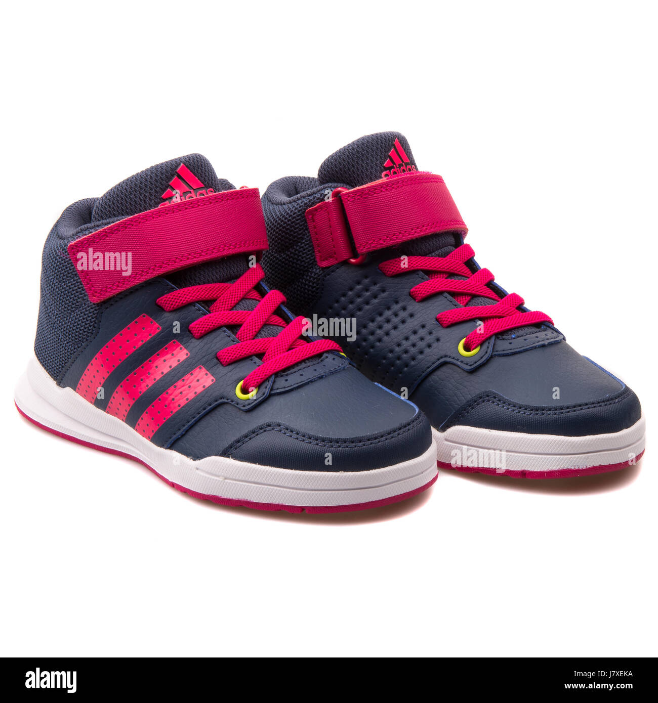 Supply saw kitten Adidas Jan BS 2 mid C Kids Dark Blue Sneakers With Three Pink Stripes -  B23908 Stock Photo - Alamy