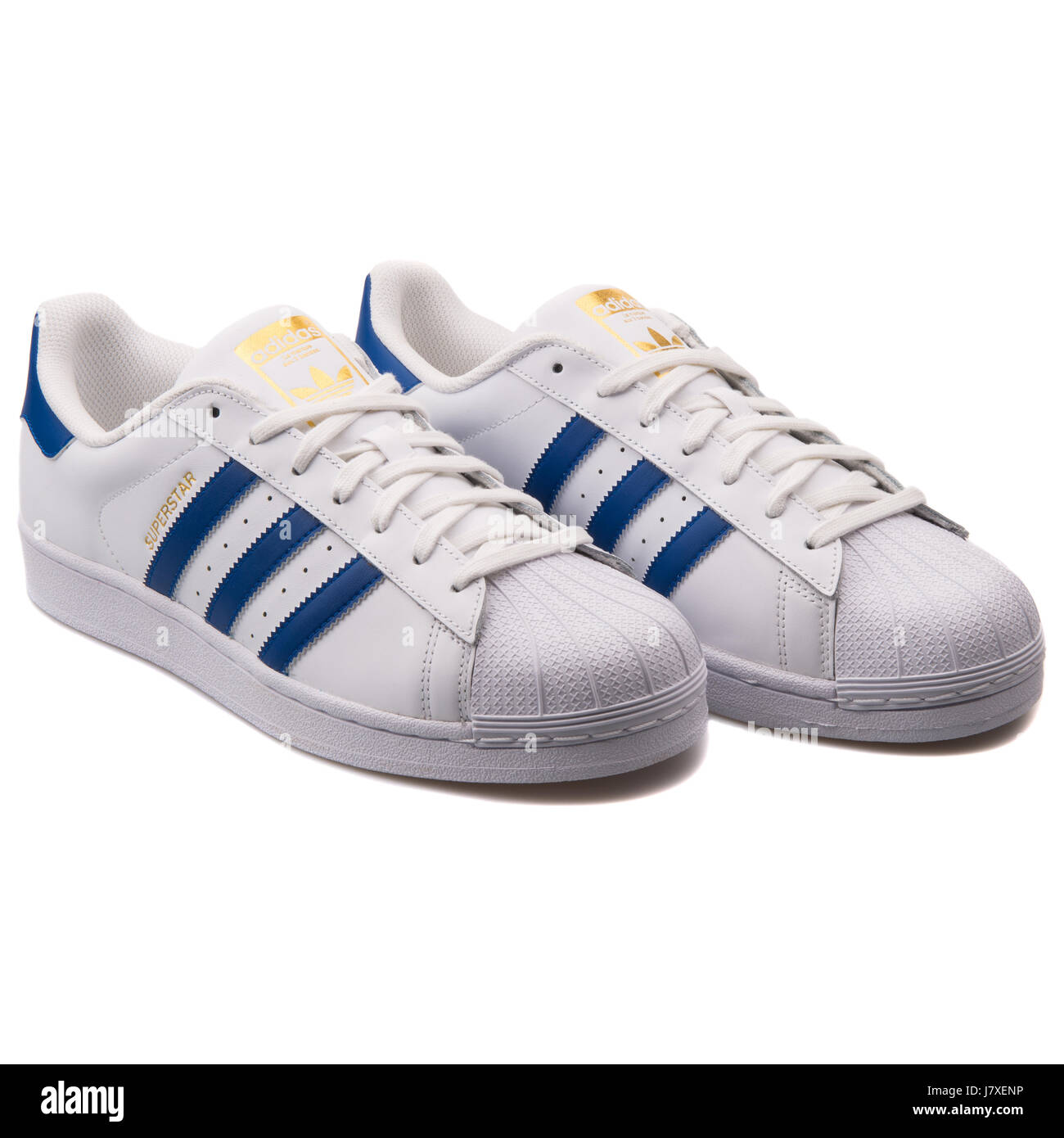 Adidas Superstar Foundation Men's Leather White with Blue Sneakers - B27141  Stock Photo - Alamy