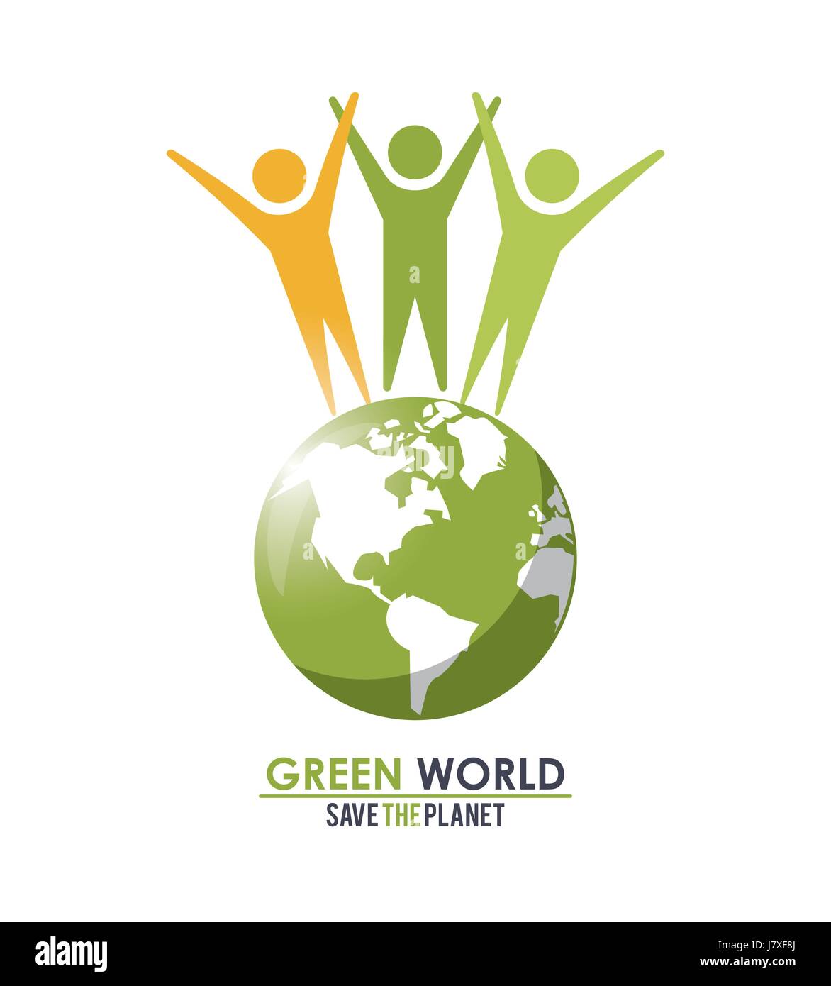 group of people around green globe concept save the planet Stock Vector ...