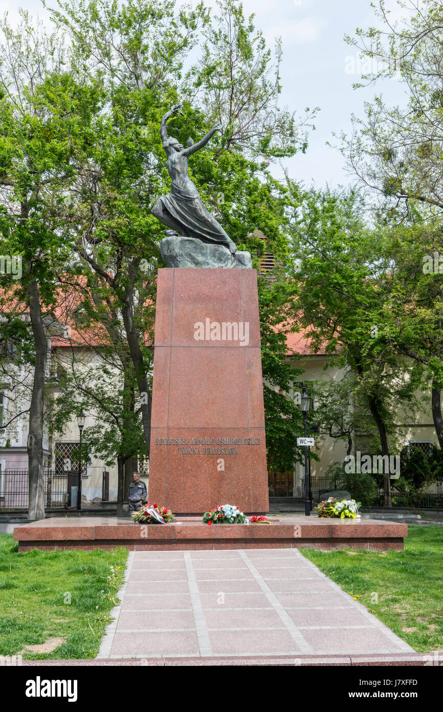 Memorial commemorates the liberation of Bratislava by the Red Army on 4 April 1945 Stock Photo