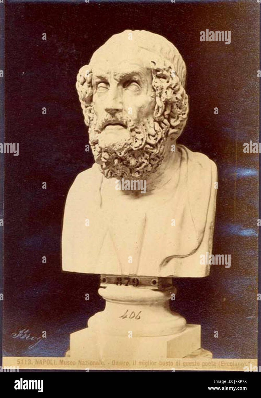 Brogi, Giacomo (1822 1881)   5113   Napoli, Museo nazionale. Omero. il miglior busto di questo poeta (Ercolano) Stock Photo