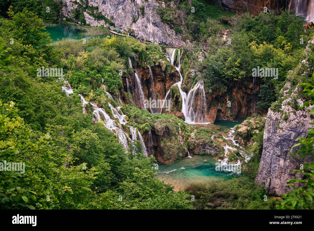 Waterfall in Plitvice Lakes National Park, Croatia Stock Photo