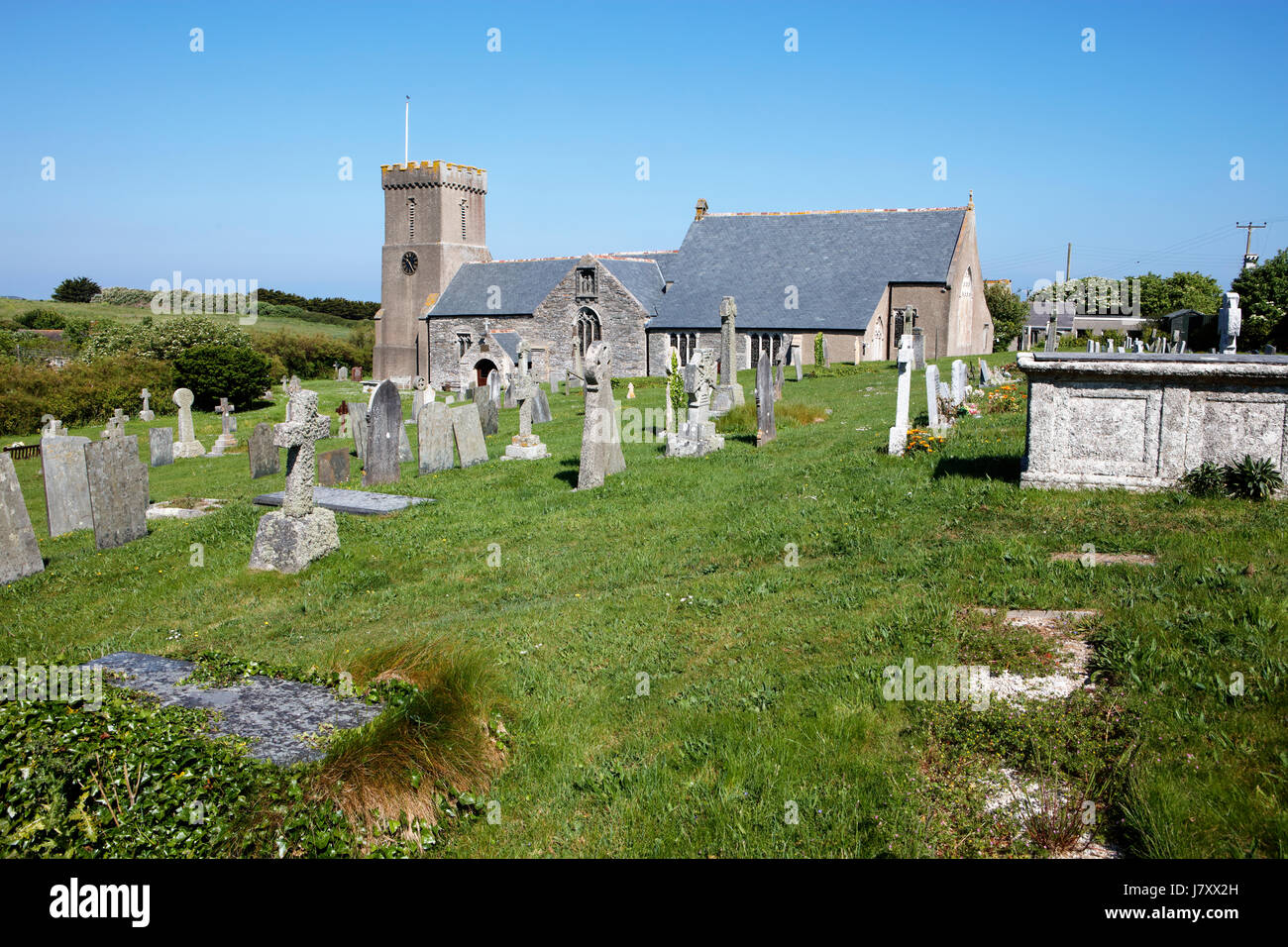 Crantock Village, Cornwall, UK. 25th May, 2017. Views of St. Carantoc's Church in Crantock. Part of a series of photos documenting villages and towns Stock Photo