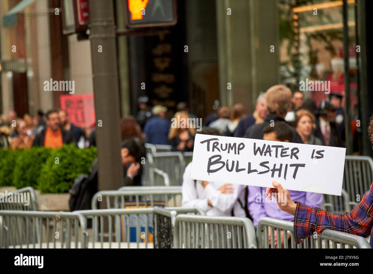 female anti trump protestors outside trump tower manhattan New York City USA Stock Photo