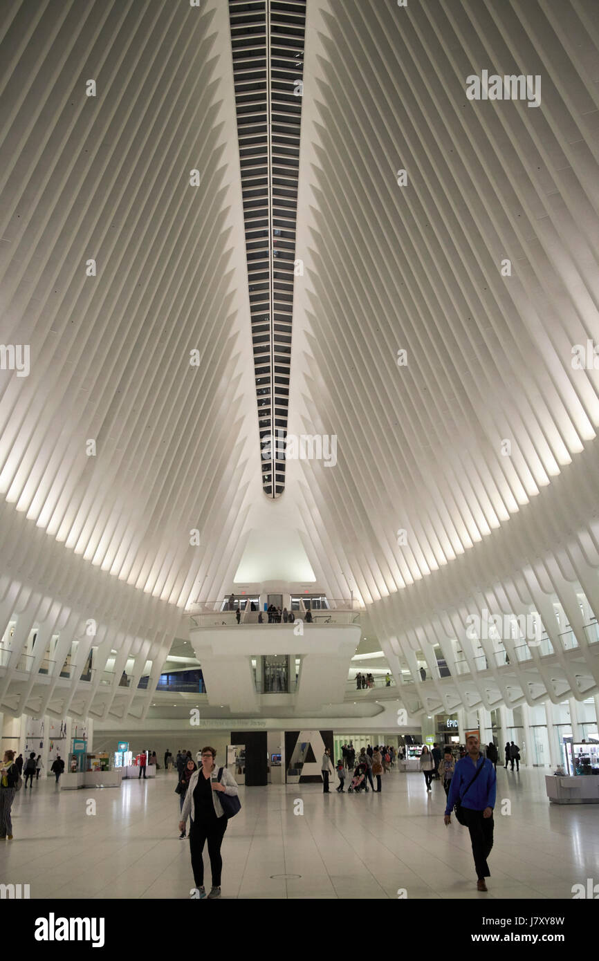 World Trade Center transportation hub and Westfield World Trade Center shopping mall known as the Oculus new york city usa Stock Photo