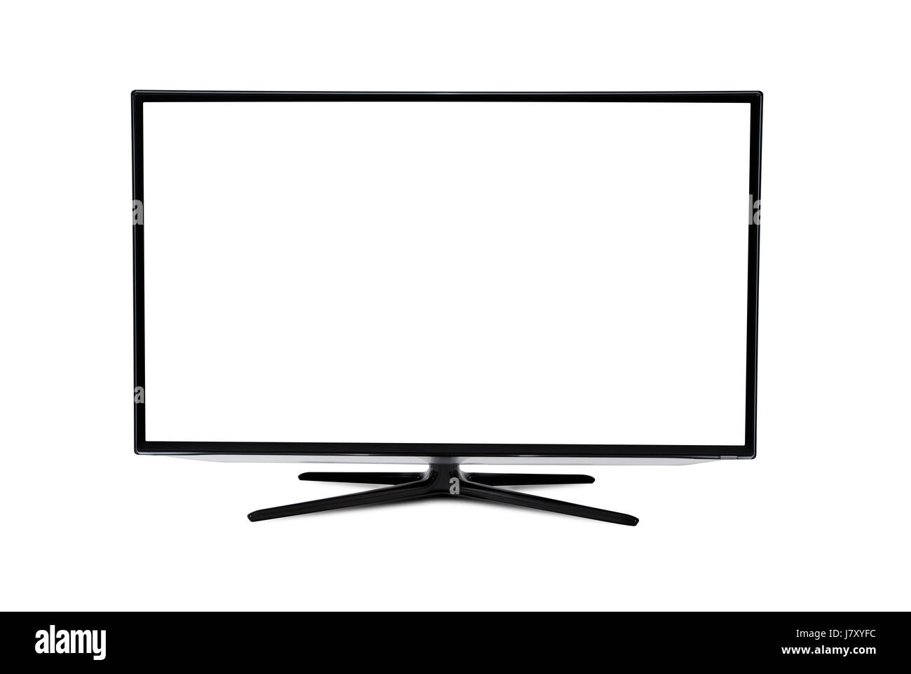 Smart TV with blank screen isolated on white background Stock Photo Alamy