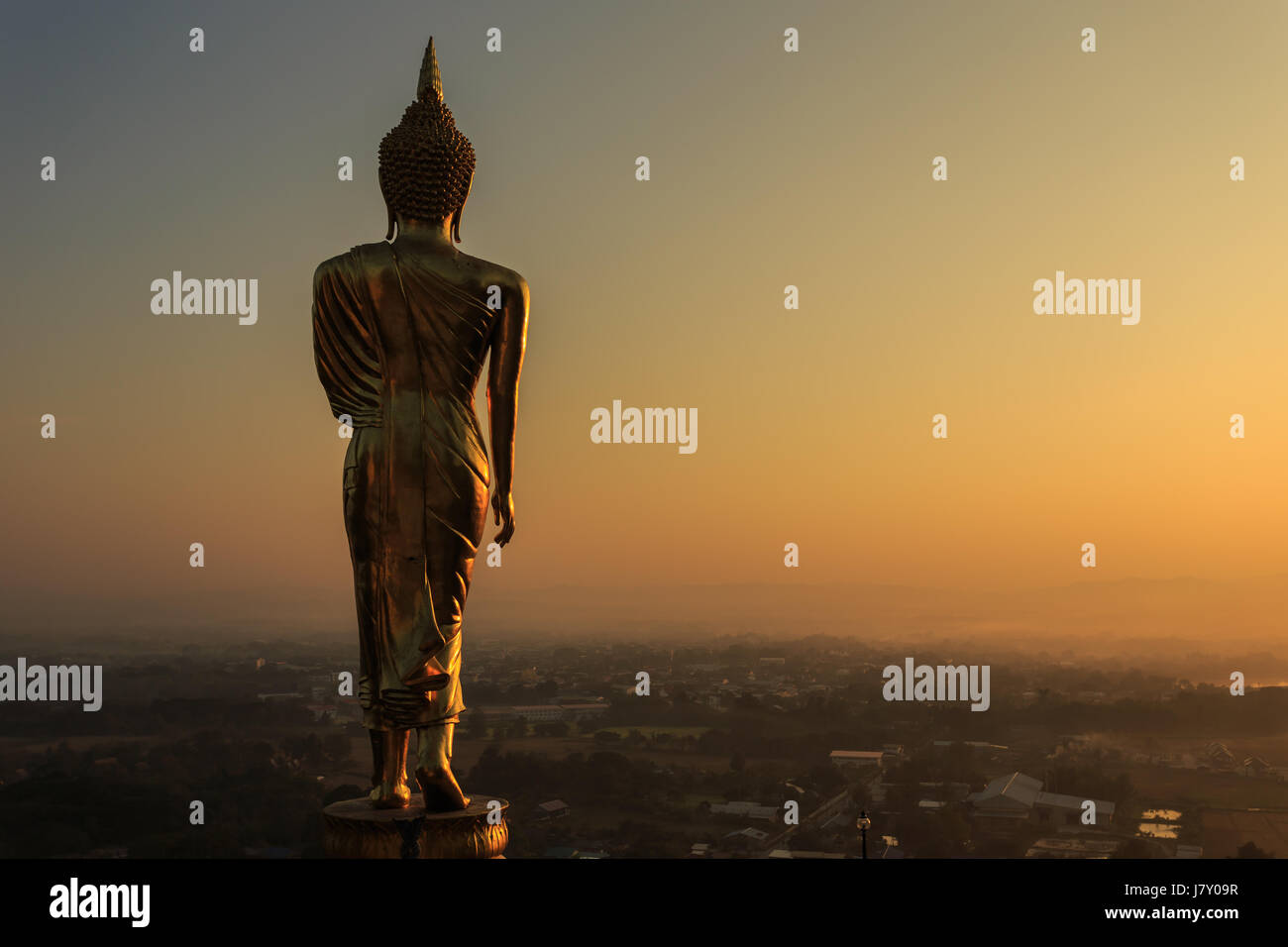 Golden buddha statue in Thai temple, Wat Phra That Khao Noi in Nan ...
