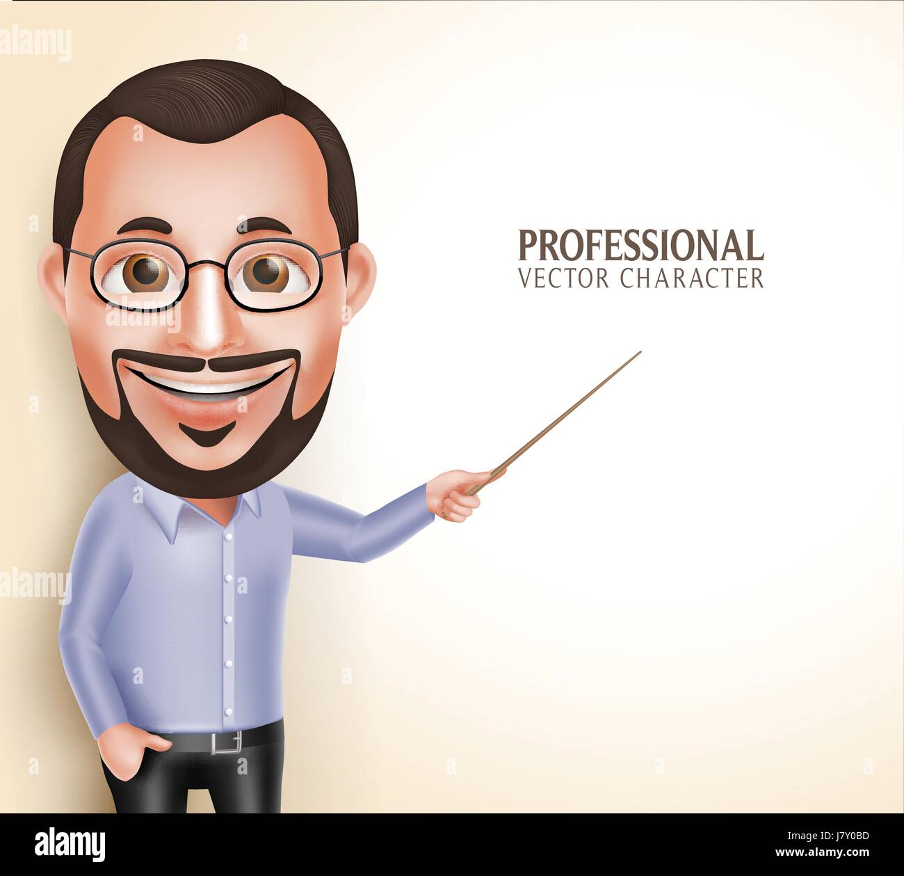 Professional Old Professor Teacher Man Vector Character Speaking