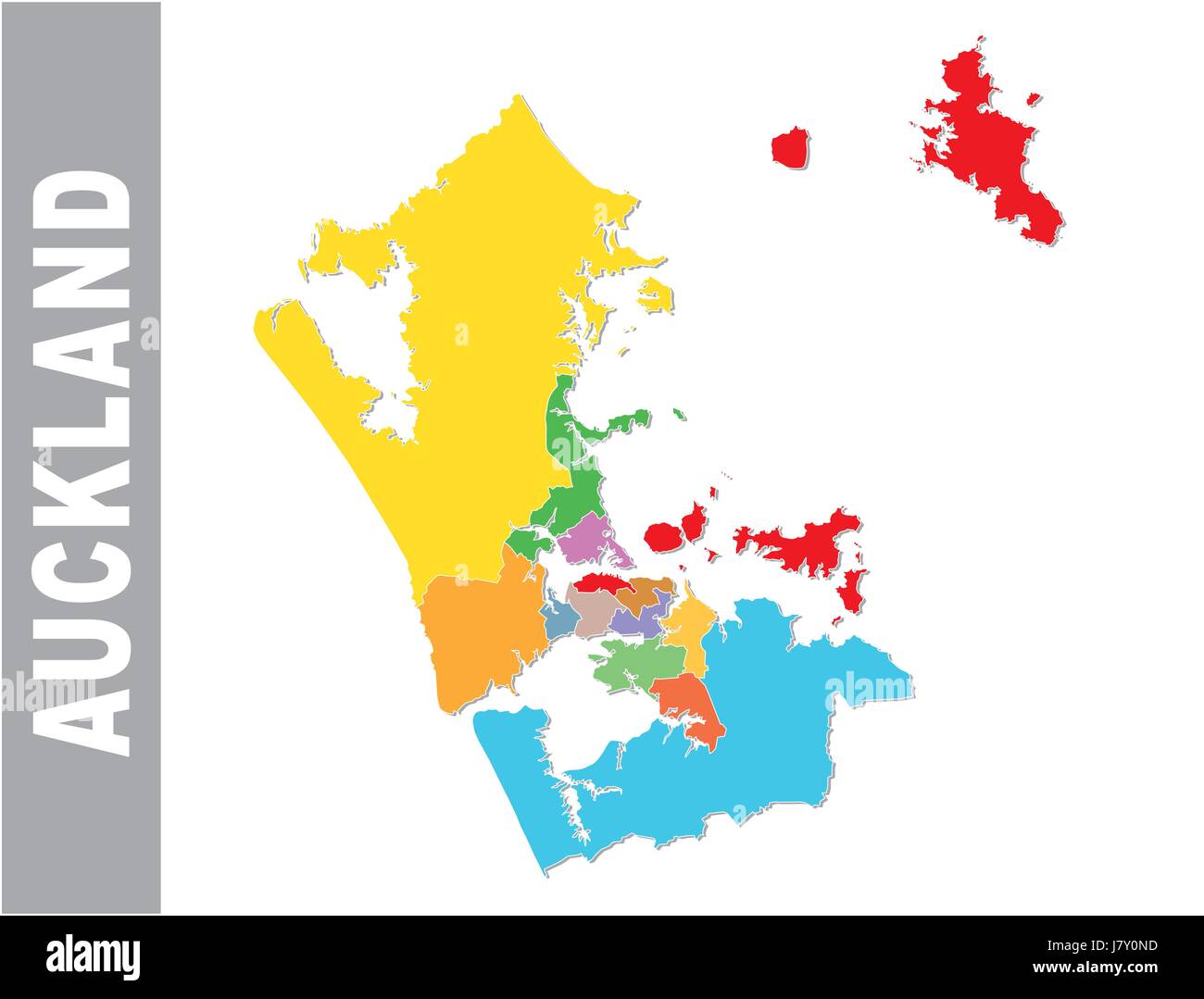 Colorful Auckland Administrative And Political Vector Map J7Y0ND 