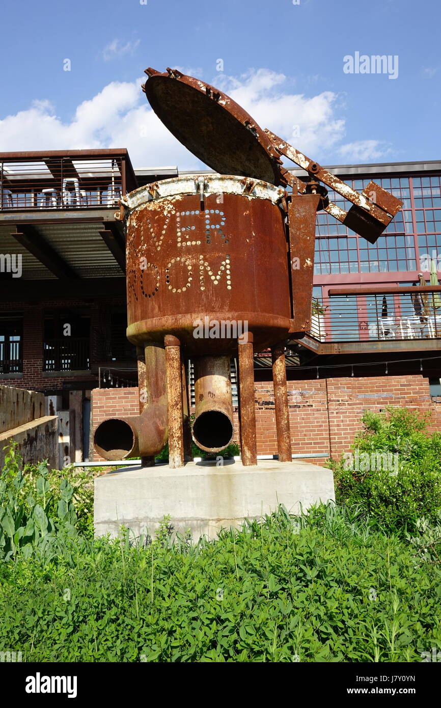 Antique dye vat remaining from the former Dixie Yarns Cotton Mill, Saxapahaw, North Carolina Stock Photo