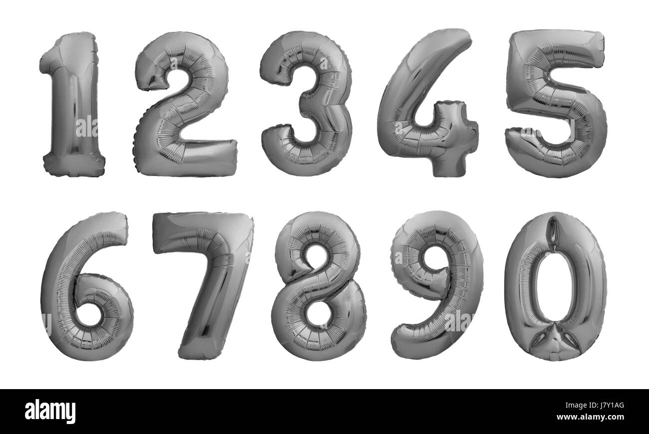 Numbers made of black inflatable balloons Stock Photo