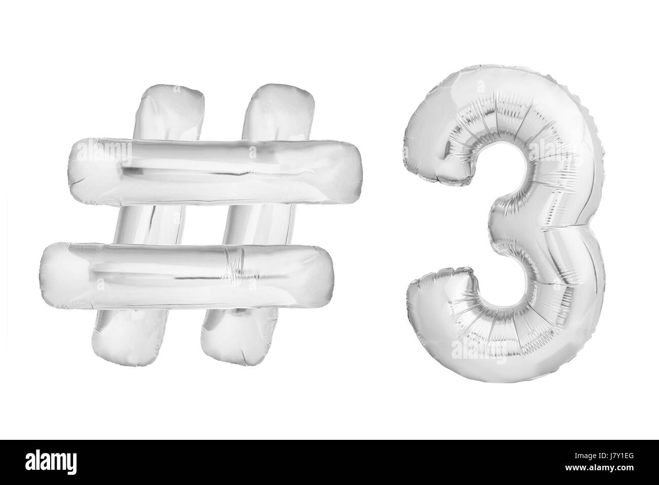 Chrome number three with hashtag symbol Stock Photo Alamy