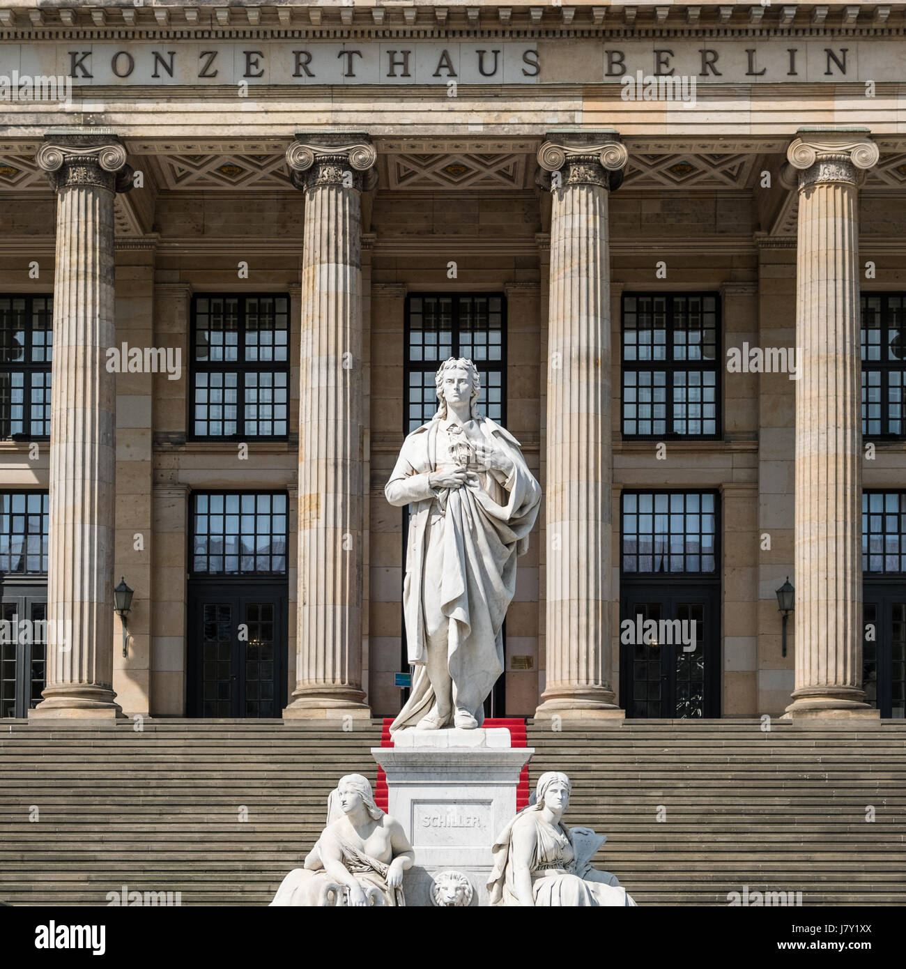 Berlin, Germany - may 23, 2017:  Sculpture of the german poet Friedrich Schiller in front of the Concert Hall ( Konzerthaus) Berlin  at Gendarmenmarkt Stock Photo