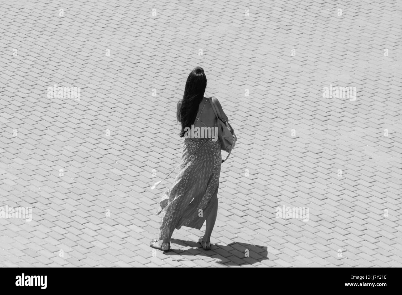 Young woman in Old Square (Plaza Vieja), Havana, Cuba Stock Photo