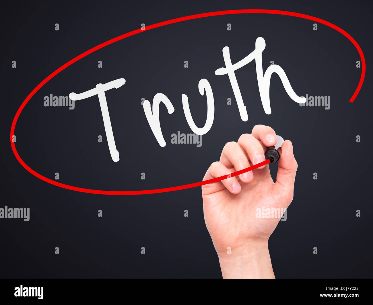 Truth Highlighted Man Hand writing Truth with marker on transparent wipe board. Isolated ...