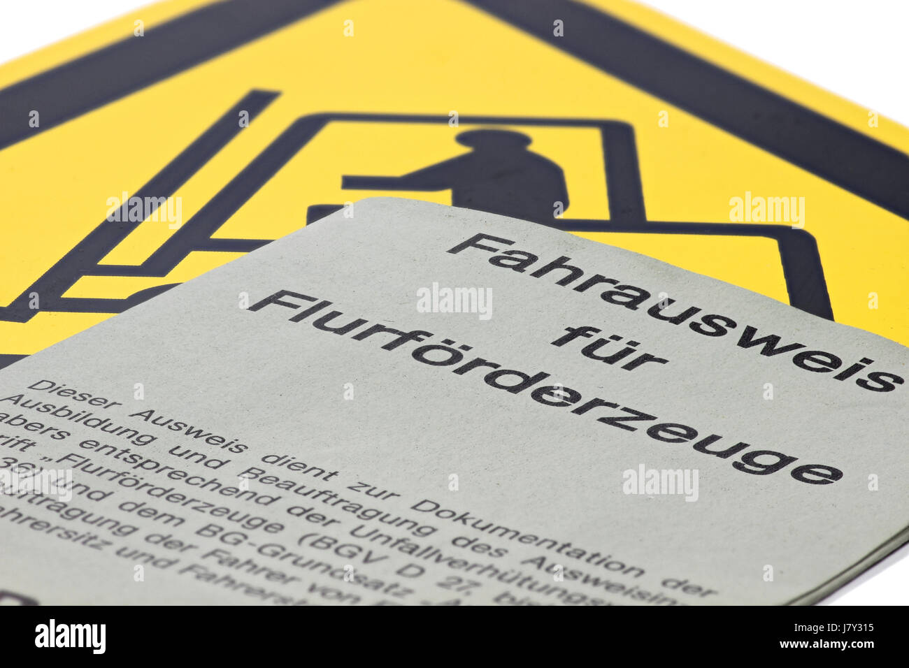 German driving license for forklift trucks isolated on white background