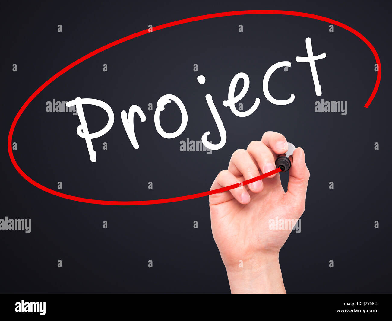 Man Hand writing Project with black marker on visual screen. Isolated ...