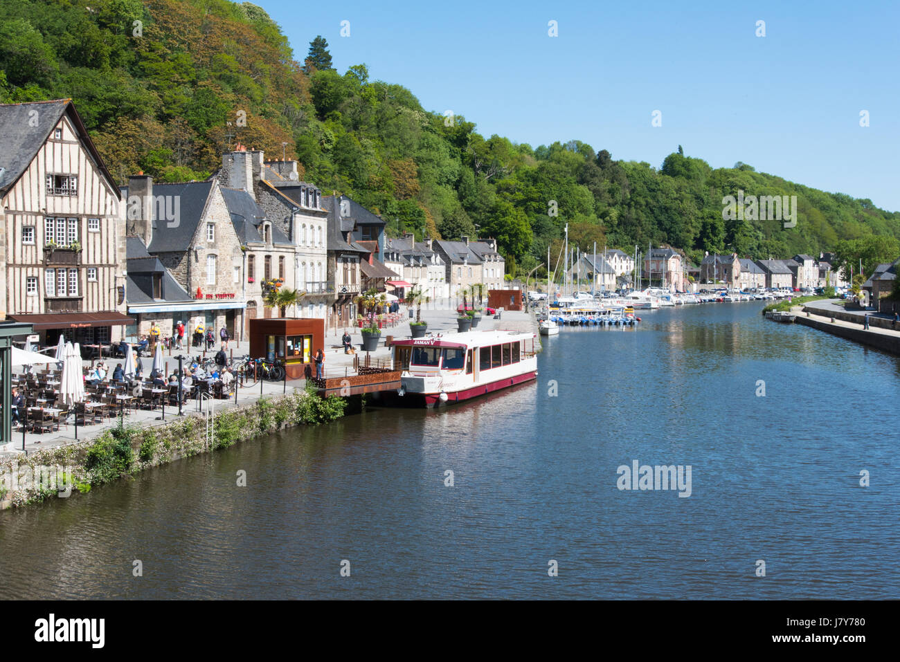 Restaurants in Port de Dinan, Brittany, France Stock Photo - Alamy