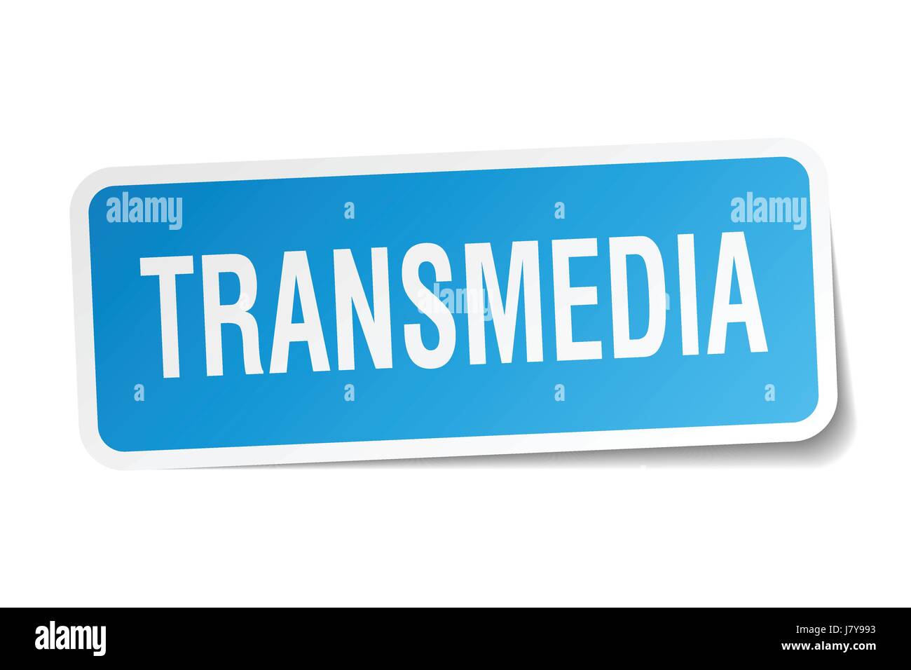 transmedia square sticker on white Stock Vector