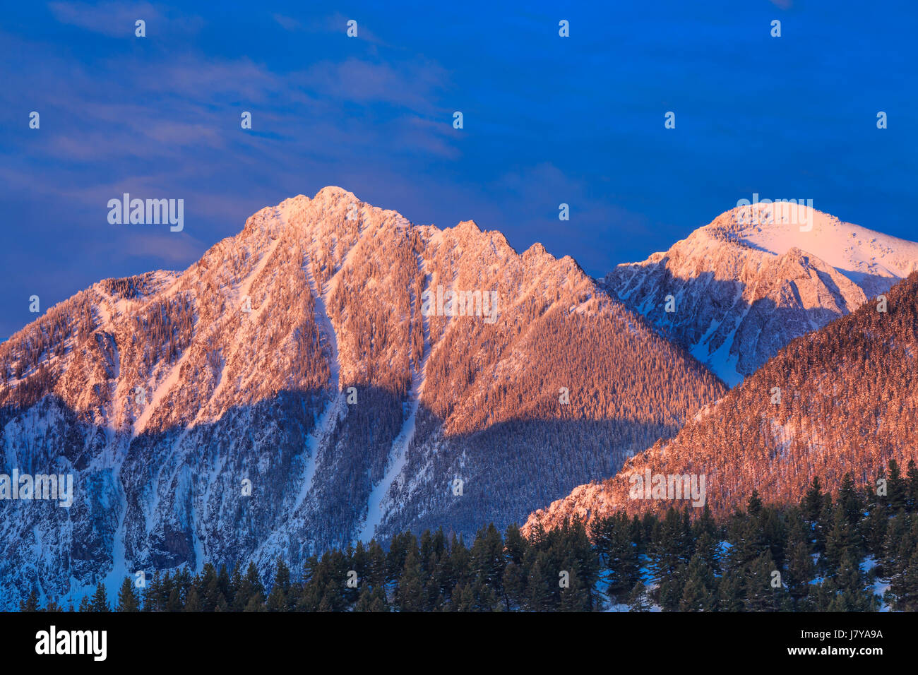 morning light on unnamed peaks in the absaroka range near livingston