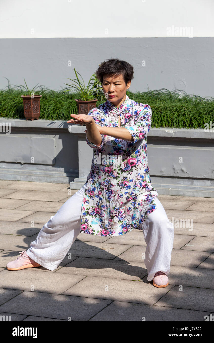 Wenzhou, Zhejiang, China.  Tai Chi Demonstration at the Martial Arts Museum. Stock Photo