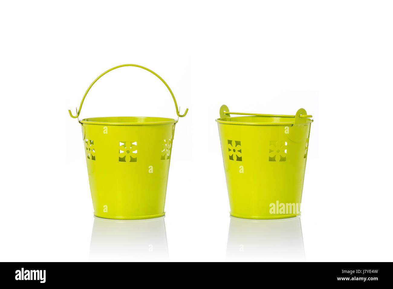 small yellow plastic buckets