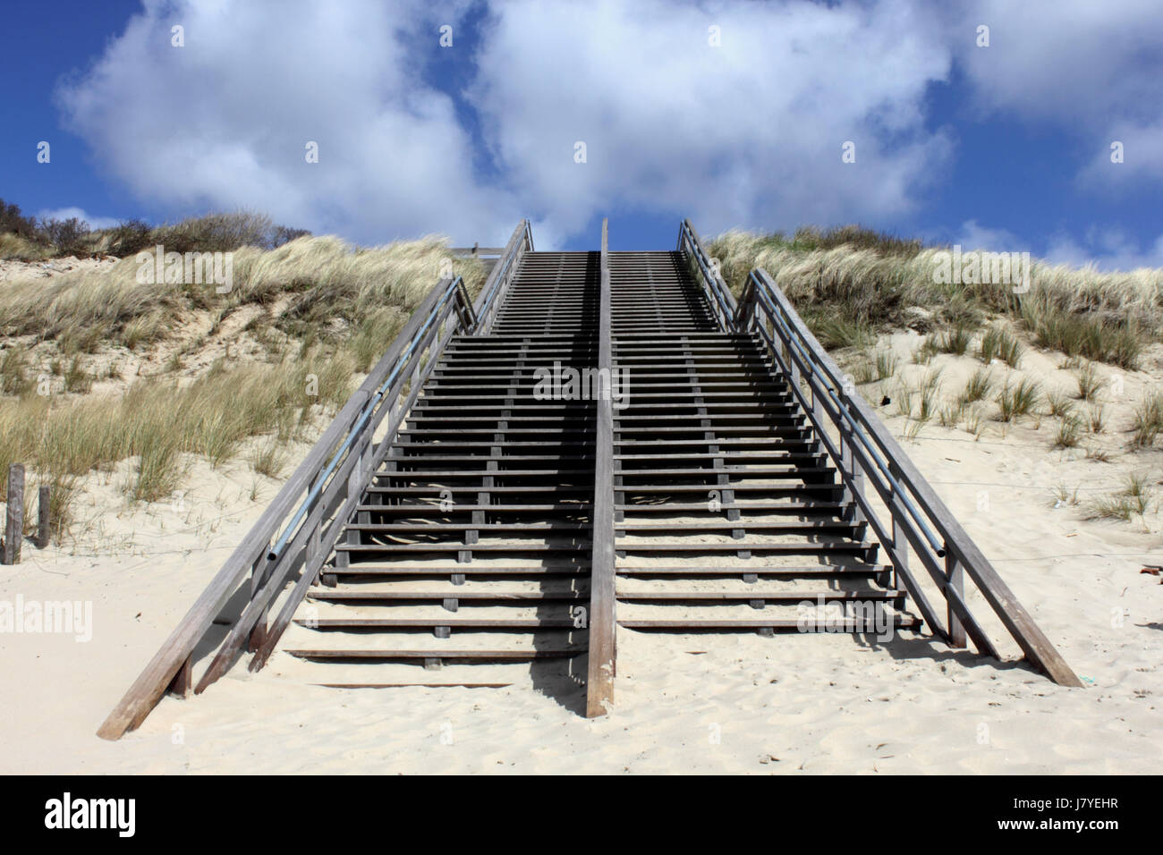stairs water north sea salt water sea ocean netherlands firmament sky isle Stock Photo