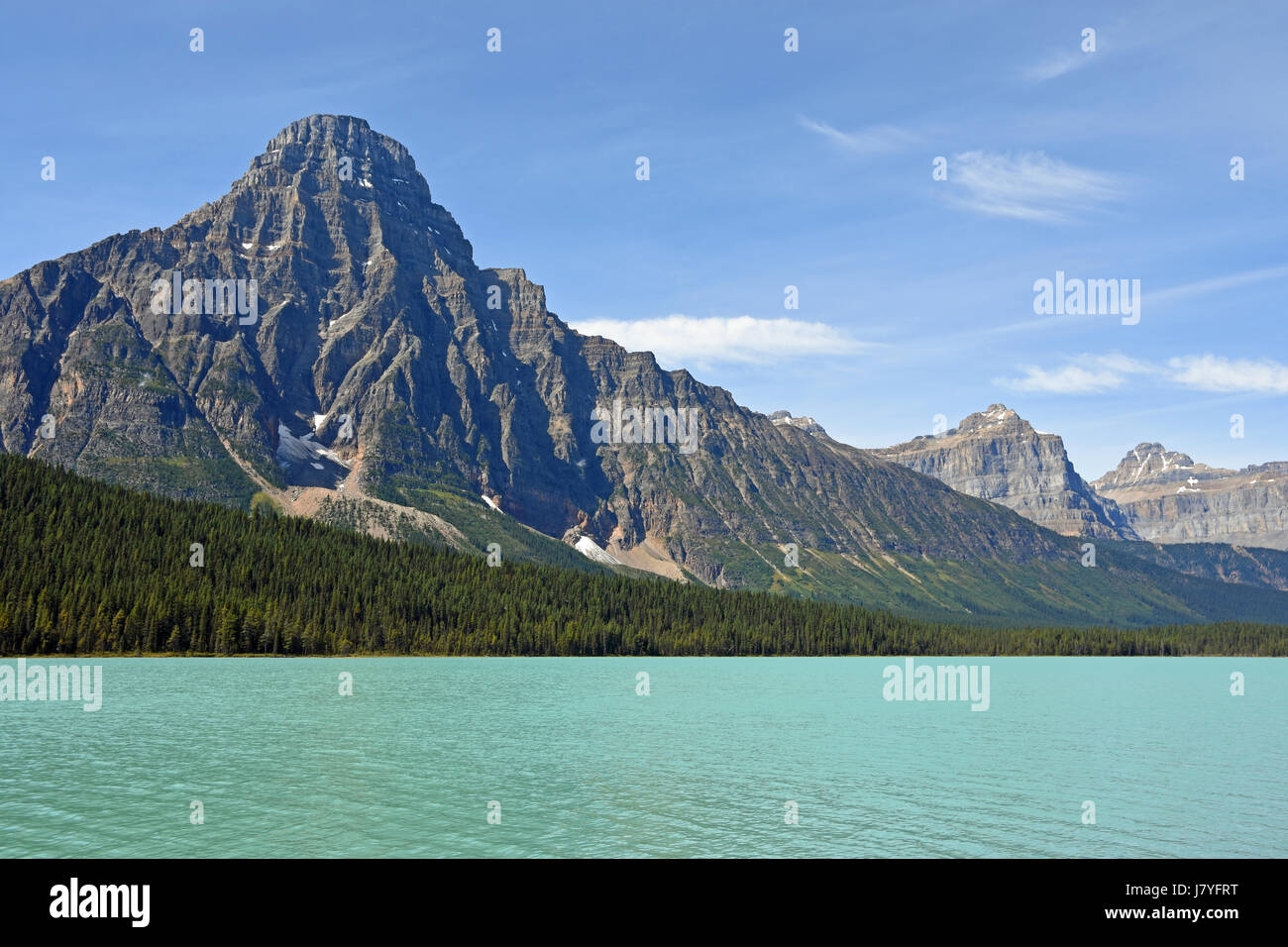 Waterfowl Lake and Mount Chephren, Banff Nationalpark, Alberta, Rocky Mountains, Canada Stock Photo