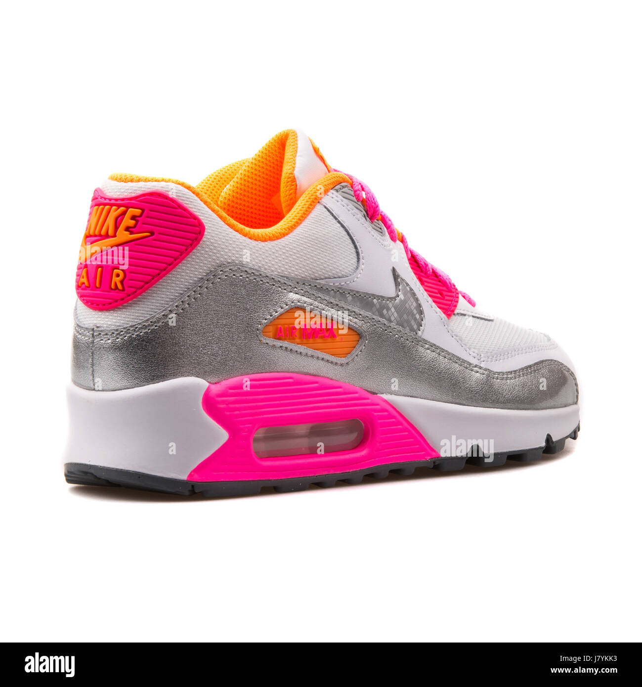 Nike Air Max 90 Mesh (GS) Youth White, Silver and Pink Running Sneakers -  724855-101 Stock Photo - Alamy