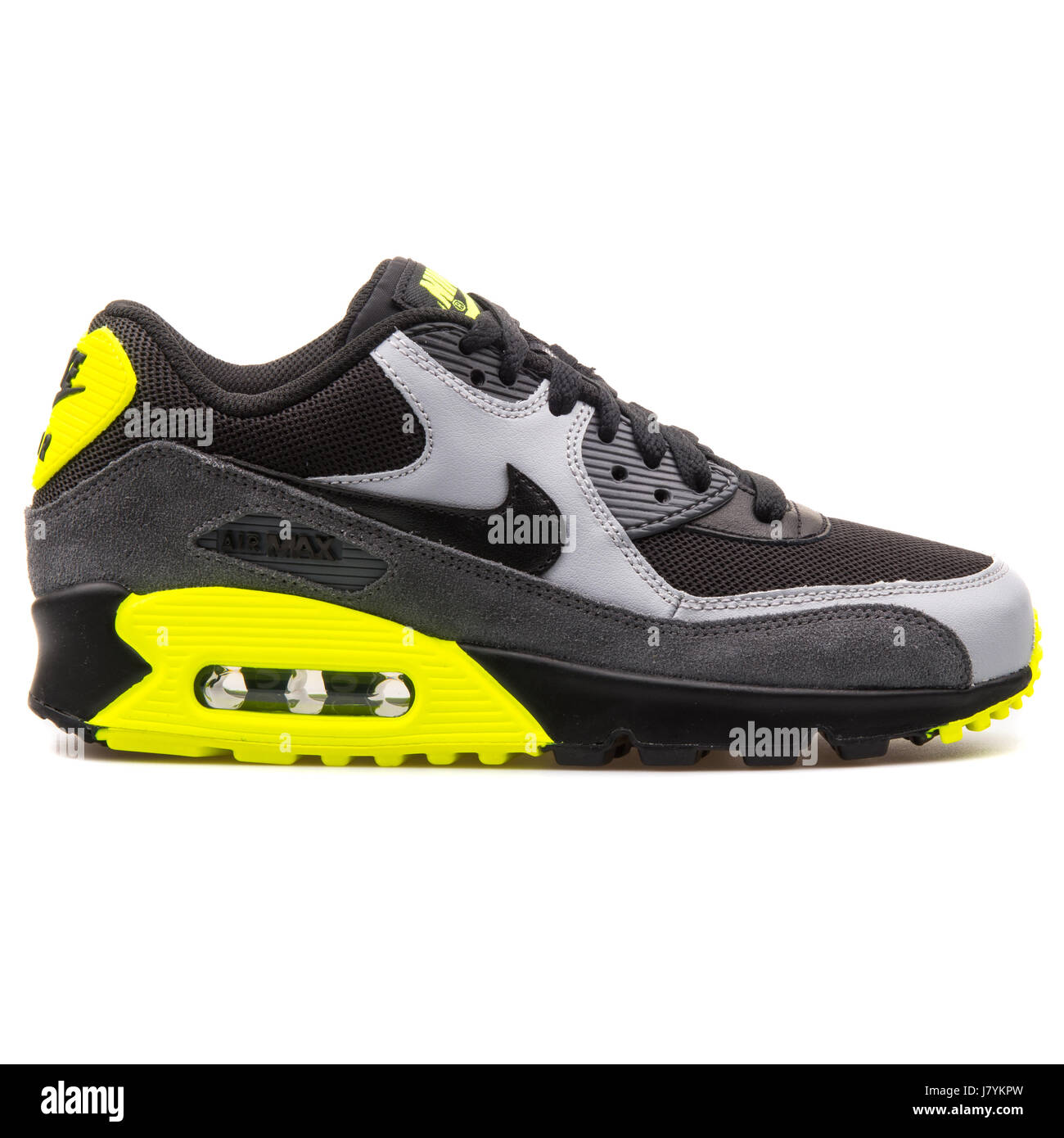 Nike Air Max 90 Mesh (GS) Youth Black Grey and Yellow Leather Sneakers -  724824-002 Stock Photo - Alamy