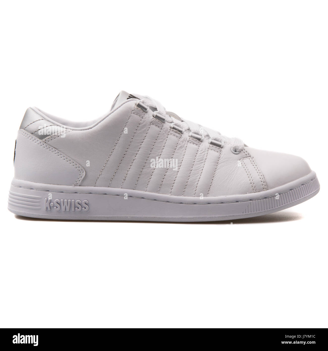 K-Swiss Lozan III White and Silver Women's Sports Sneakers - 93212-115-M Stock Photo