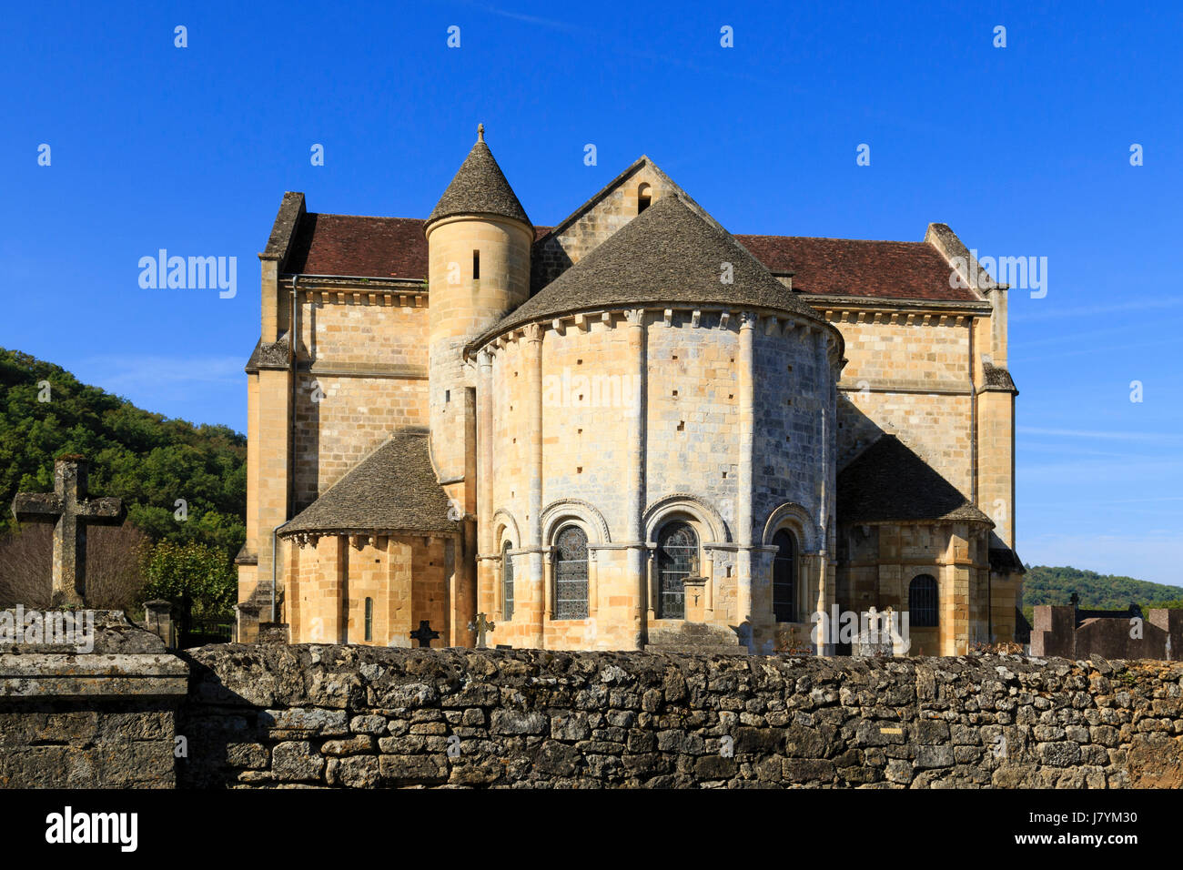 France, Dordogne, Cenac et Saint Julien, Notre Dame de la Nativite church Stock Photo