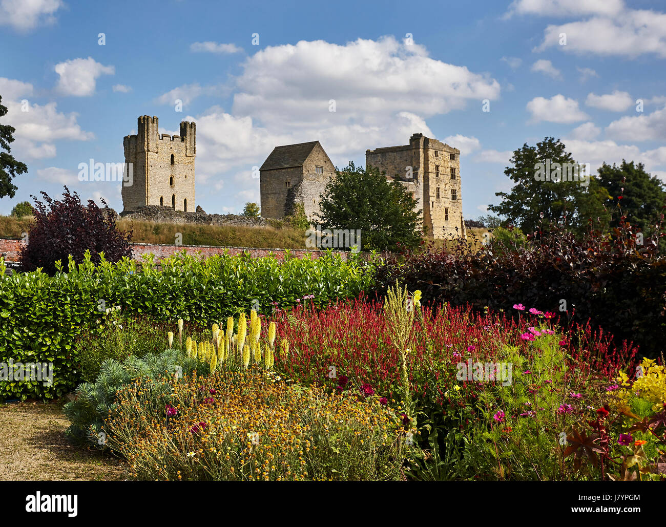 Helmsley Walled Gardens and Helmsley Castle. Stock Photo