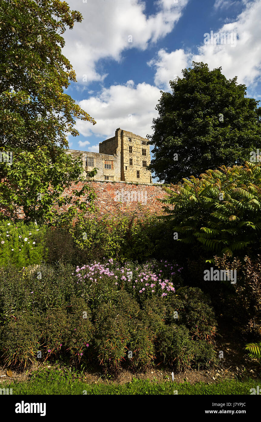 Helmsley Walled Gardens and Helmsley Castle. Stock Photo