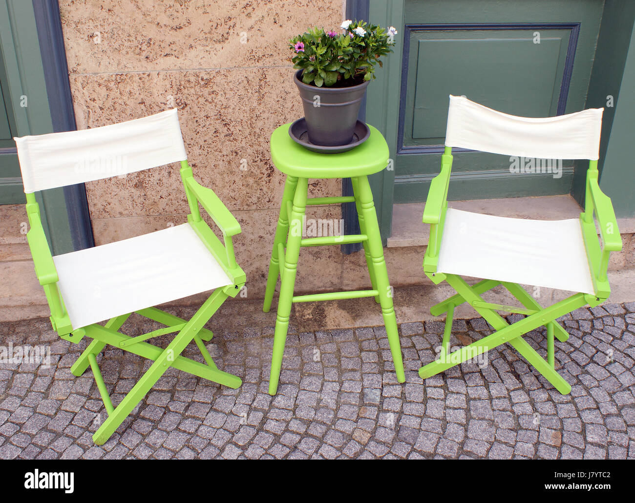 Two green stools hi-res stock photography and images - Alamy