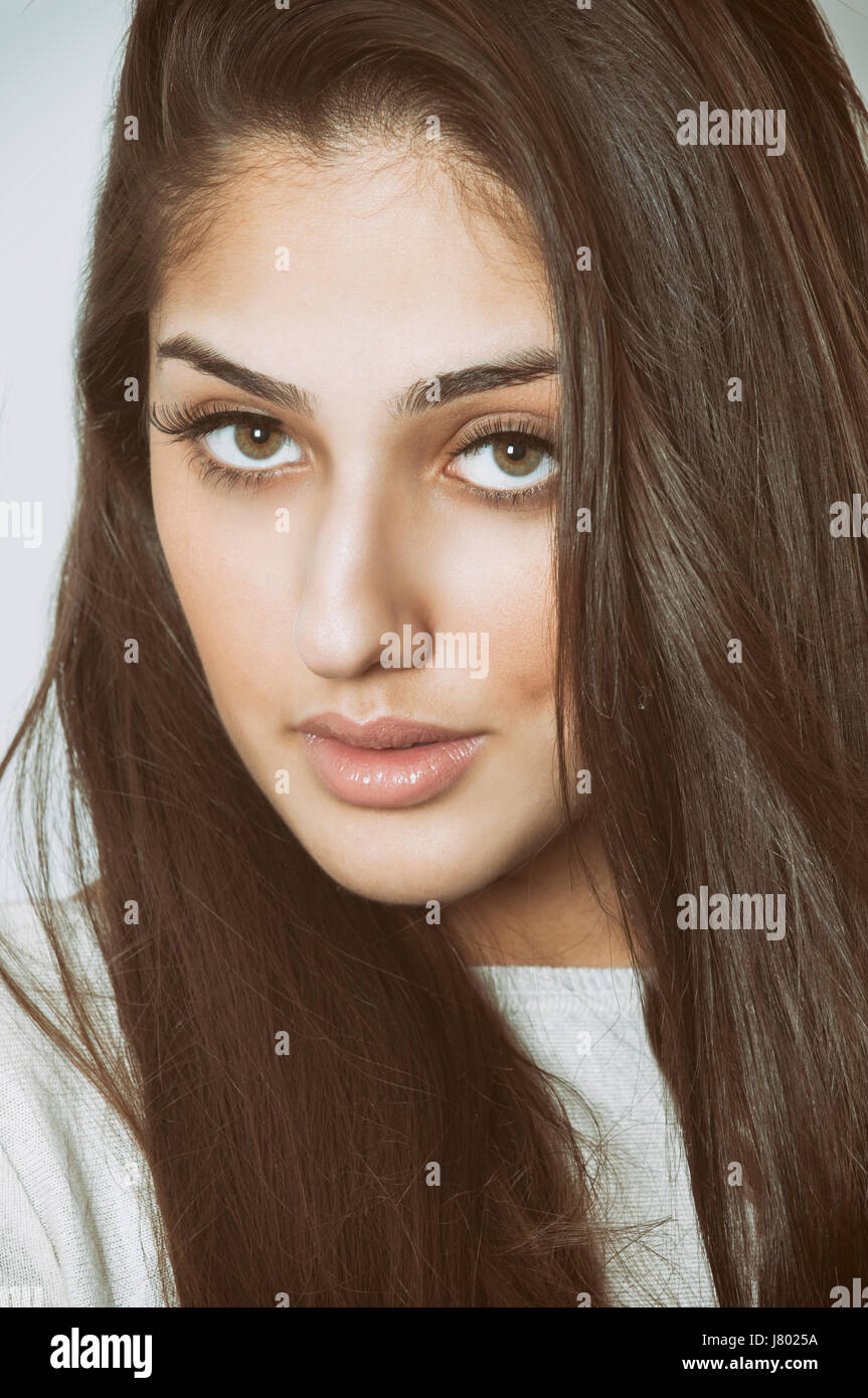 Serious Indian woman staring Stock Photo