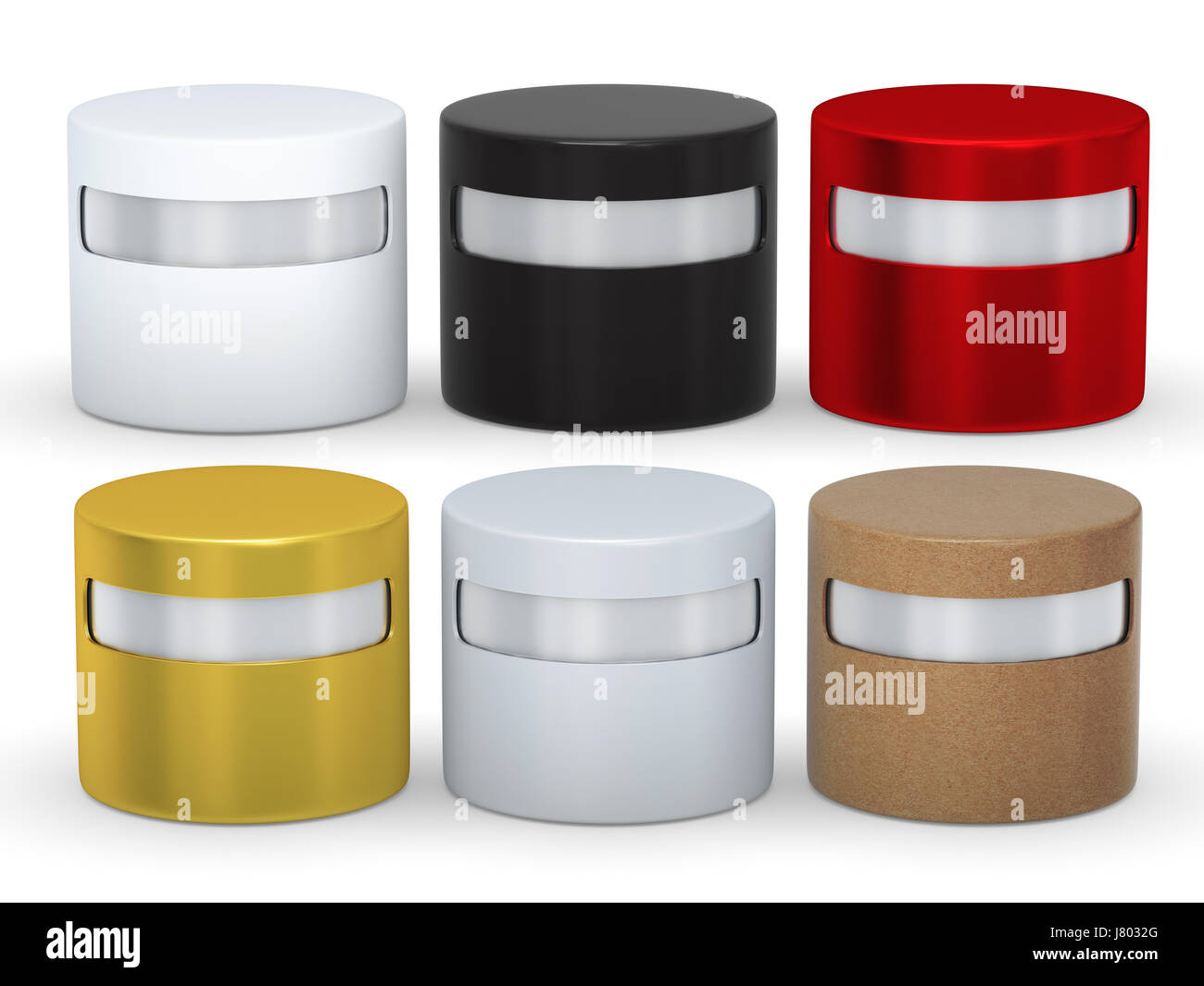 Blank cylindrical box packaging set with copy space, clipping path included Stock Photo