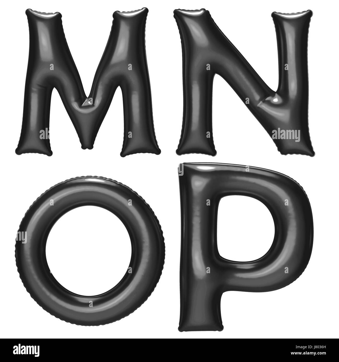 Black alphabet foil balloon set with clipping path Stock Photo