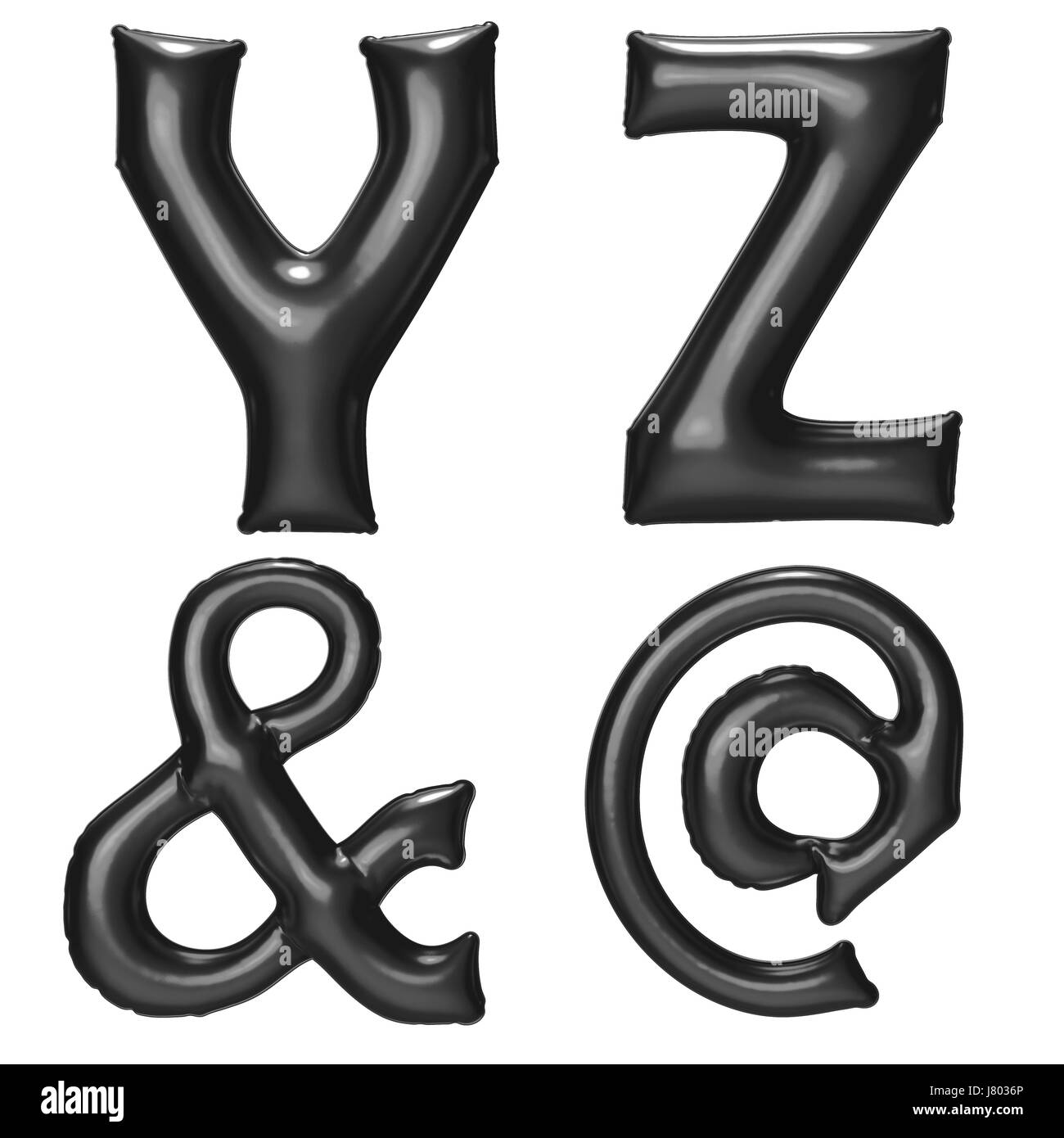 Black alphabet foil balloon set with clipping path Stock Photo