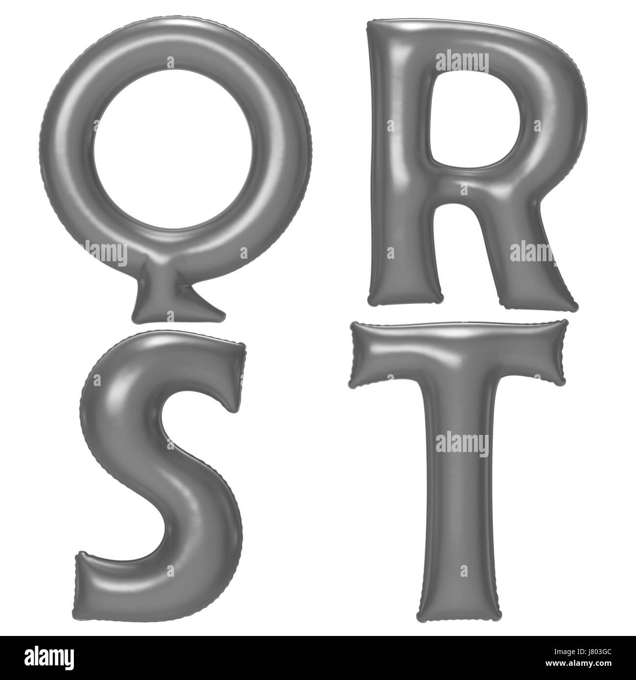 Silver alphabet foil balloon set with clipping path Stock Photo