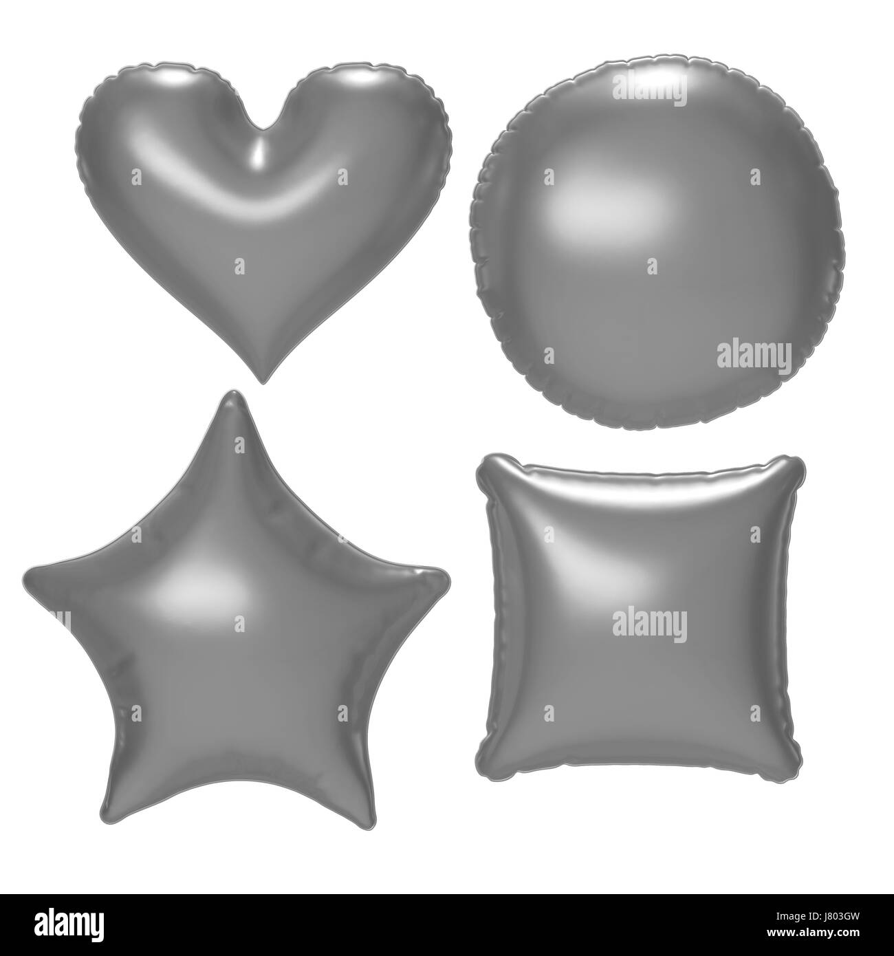 Silver foil balloon set with clipping path Stock Photo