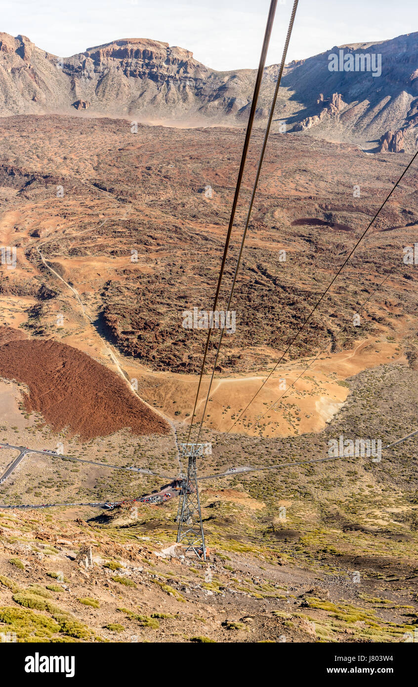View inside Mount Teide volcano crater from cable car Stock Photo Alamy