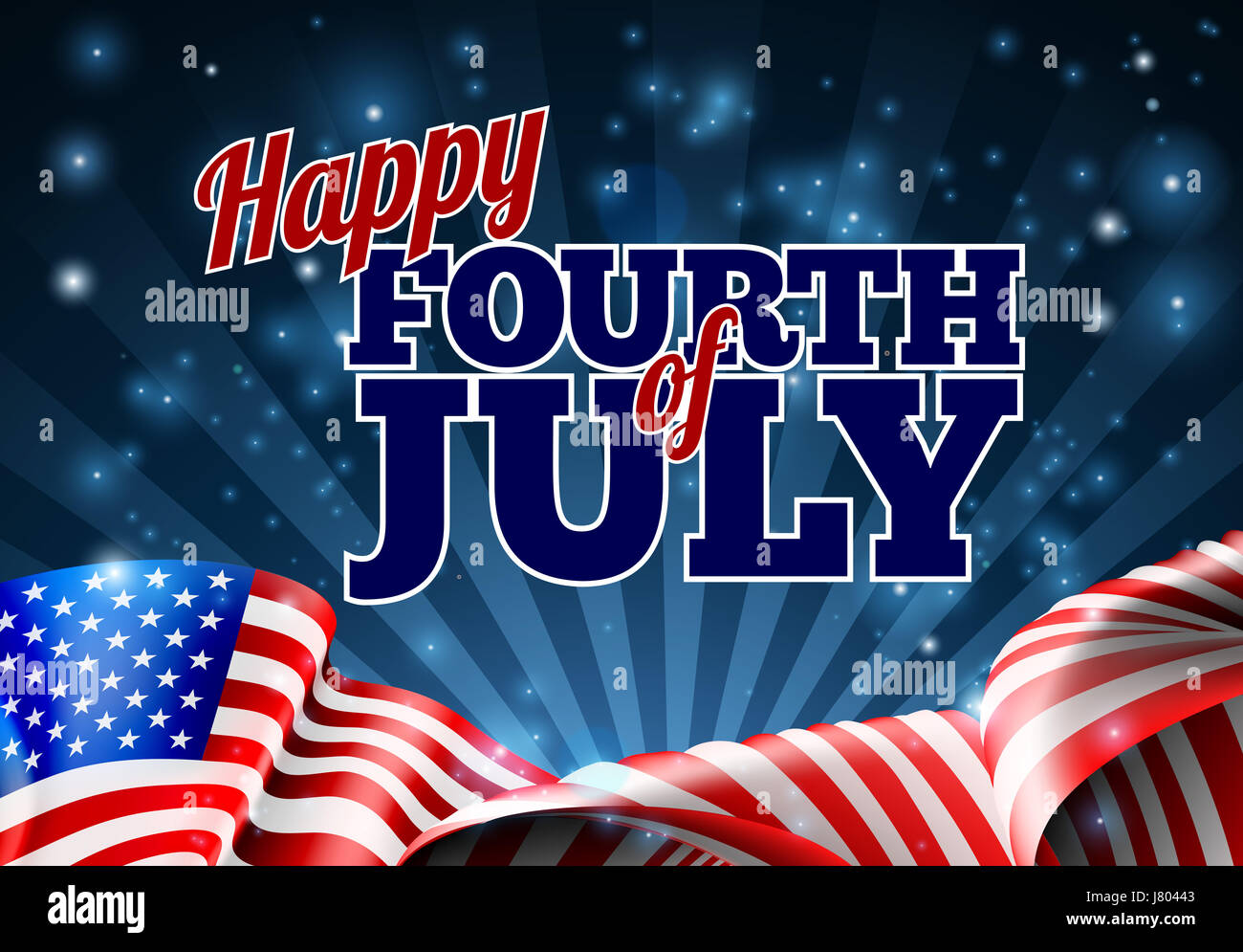 Happy Fourth of July Independence Day background with an American Flag design Stock Photo
