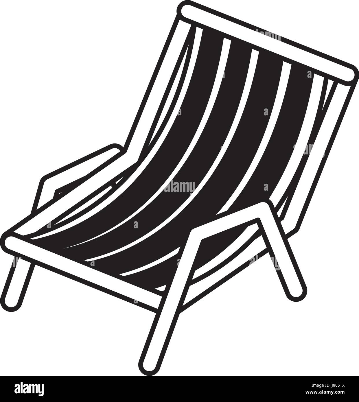 Black Silhouette Of Beach Chair Stock Vector Art Illustration