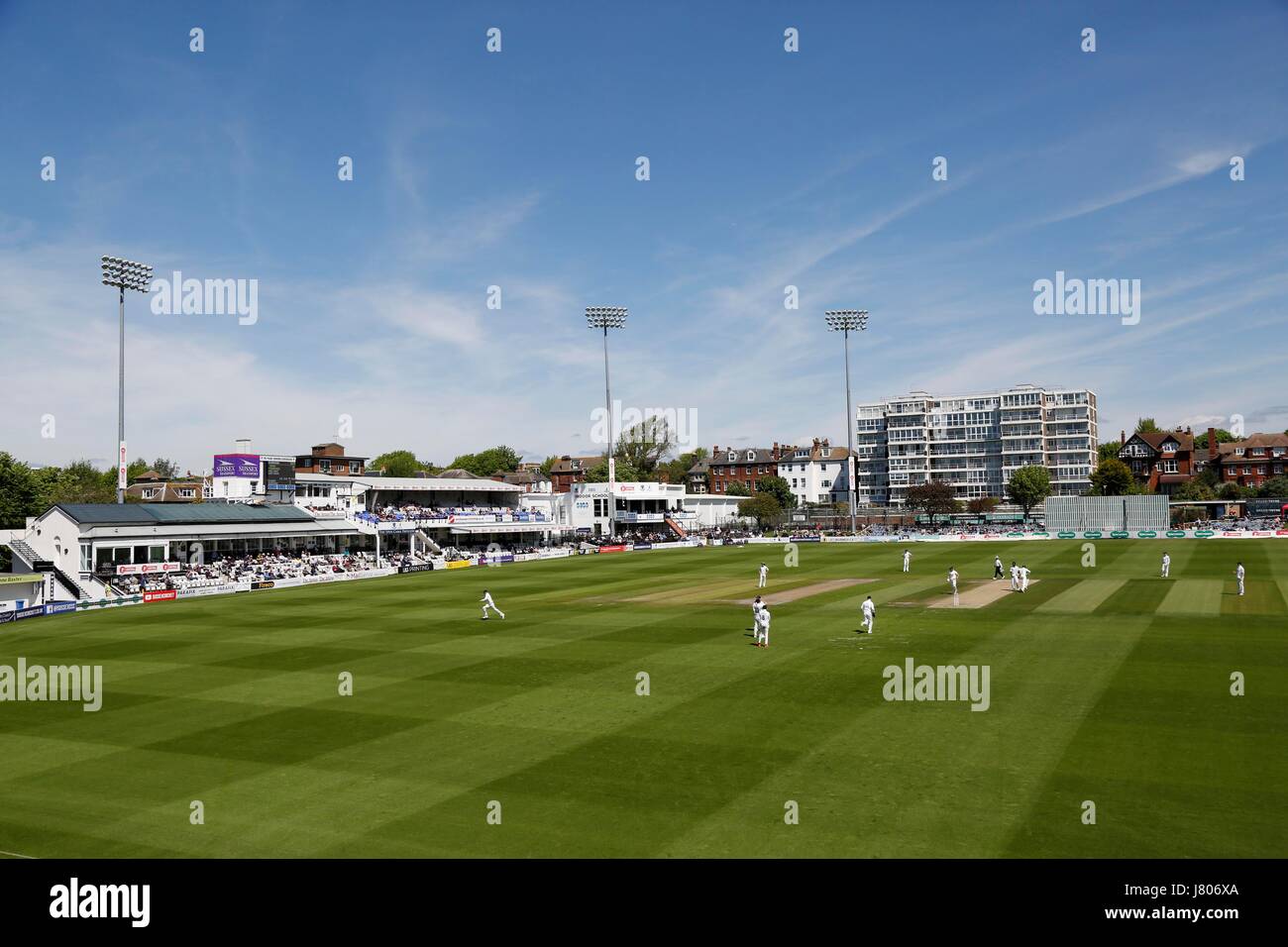 General view of the County Ground in Hove during the County Championship match between Sussex and Durham. Stock Photo