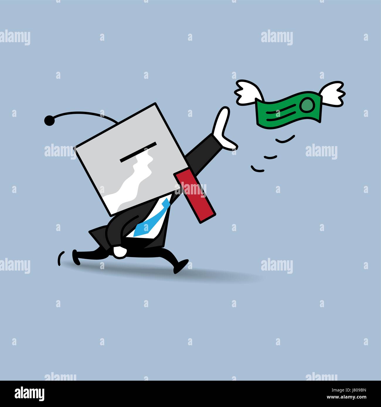 Money is flying away from businessman , one of business concept in Botman Collection. Stock Vector