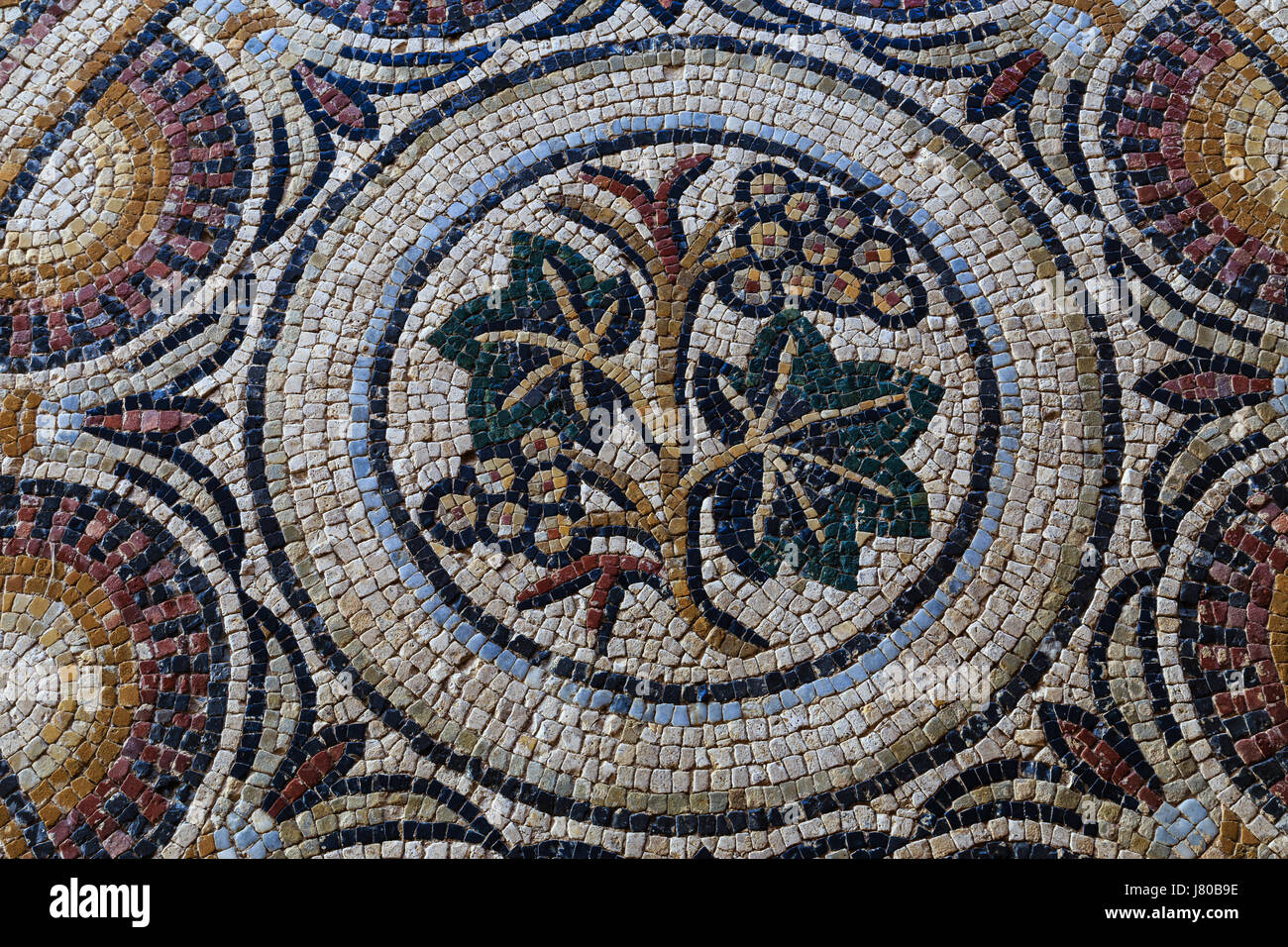 France, Gers, Montreal or Montreal du Gers, Gallo-Roman villa of Séviac, floor tiles in the room called the rosettes Stock Photo