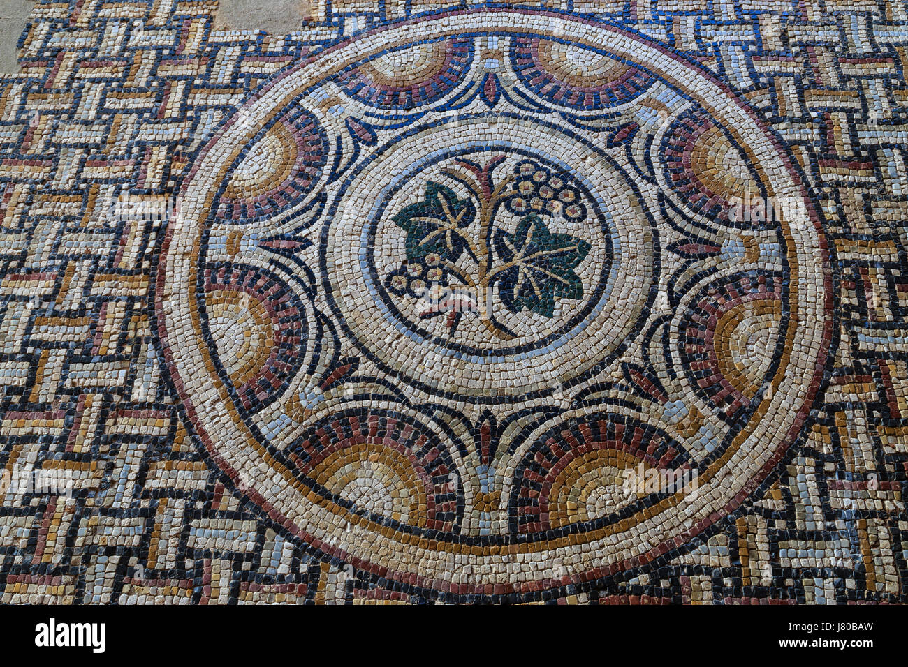France, Gers, Montreal or Montreal du Gers, Gallo-Roman villa of Séviac, floor tiles in the room called the rosettes Stock Photo