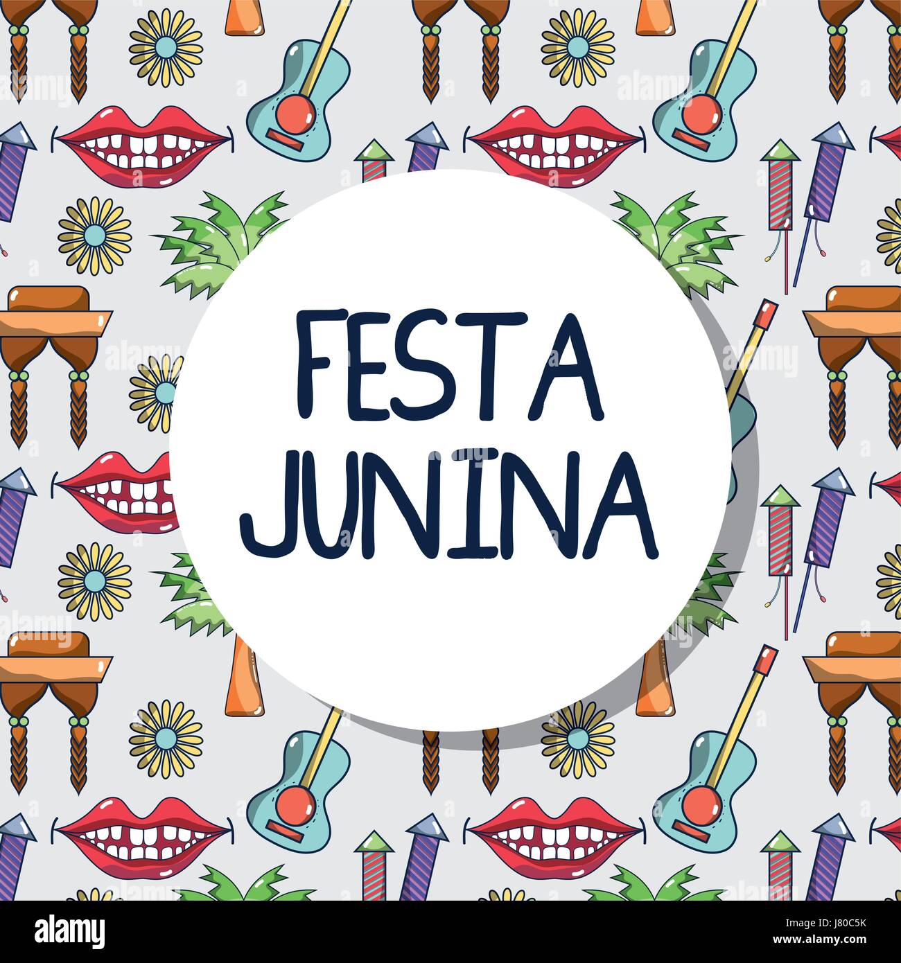 colorful pattern with elements of festa junina celebration Stock Vector